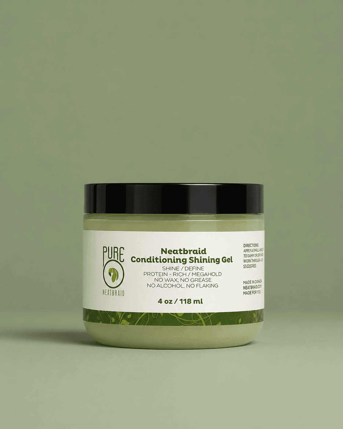 PureO Natural Neat Braid Conditioning Shining Gel, 4 oz size